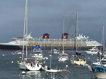  Avalon on Catalina Island a very popular Cruise Ship port of call. This is the Disney Cruise Ship.  