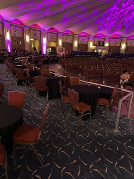  Ballroom during JazzTrax Festival is either Tables that circle the perimeter mostly lifted by a step or 2 and Theater Style on Ballroom Floor 